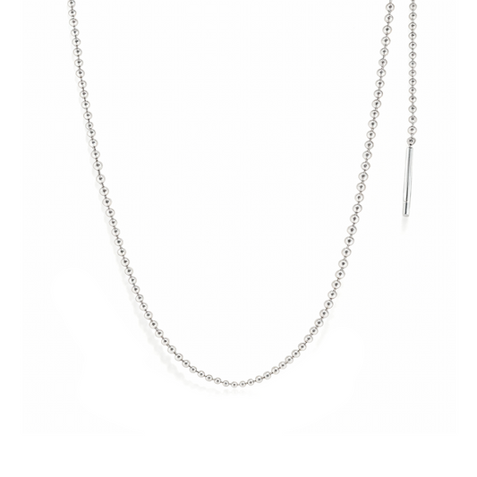 Silver Bead Chain Necklace – Minimalist Stainless Steel