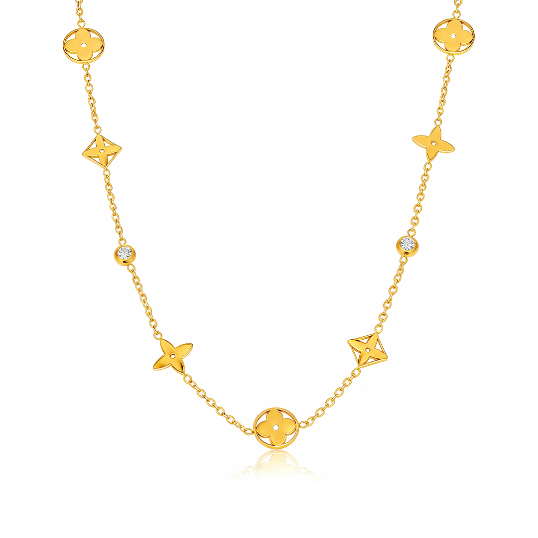 Luxury Clover Charm Necklace – 18K Gold & Silver Plated