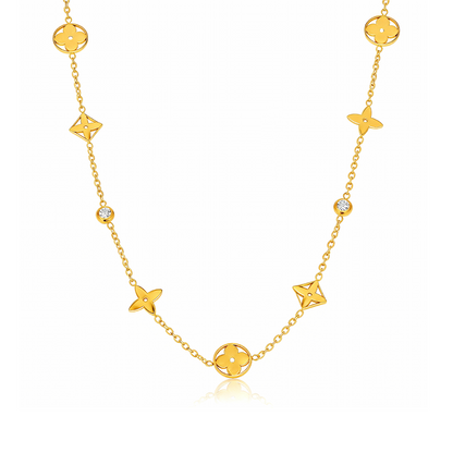 Luxury Clover Charm Necklace – 18K Gold & Silver Plated