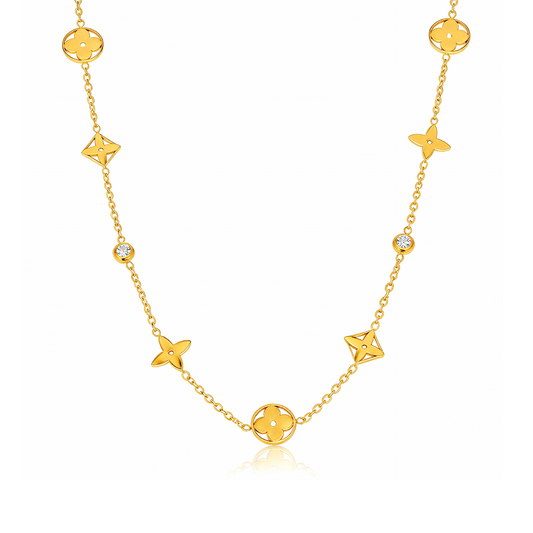 Luxury Clover Charm Necklace – 18K Gold & Silver Plated