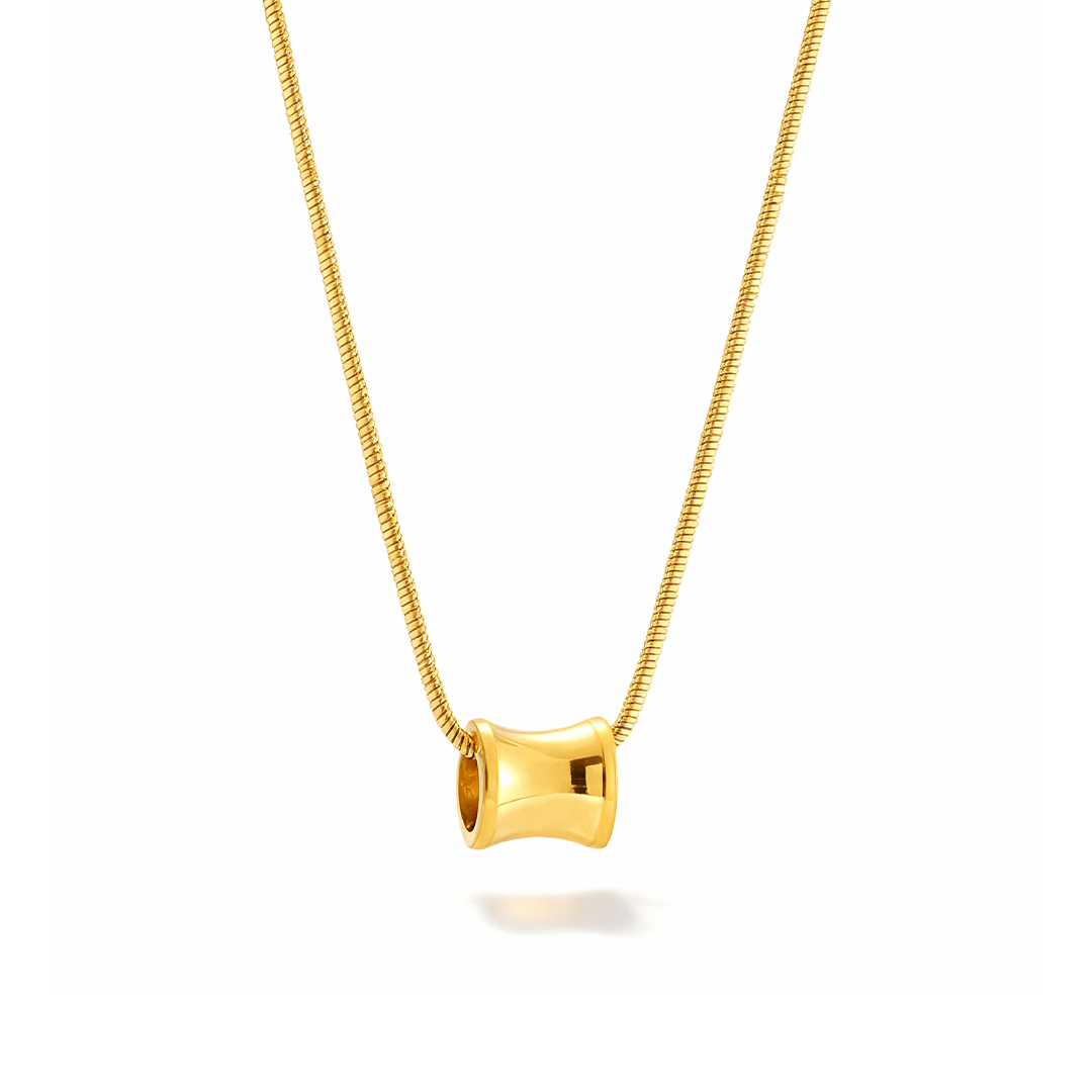 Golden Barrel Pendant Necklace – 18K Gold Plated