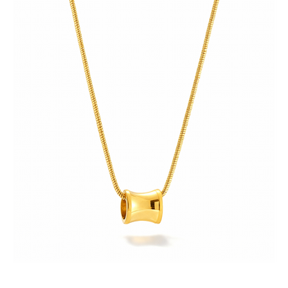 Golden Barrel Pendant Necklace – 18K Gold Plated