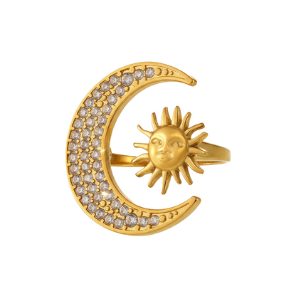 Sun & Moon Harmony Adjustable Gold Ring