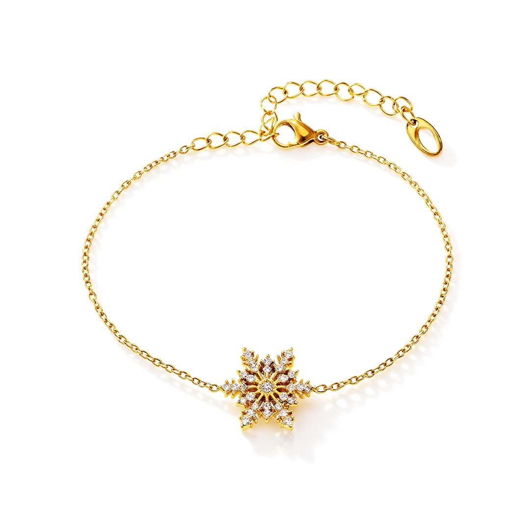 Snowflake Crystal Necklace – Stainless Steel Gold Plated Jewelry