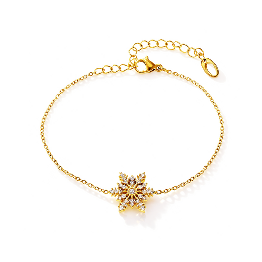 Snowflake Crystal Necklace – Stainless Steel Gold Plated Jewelry
