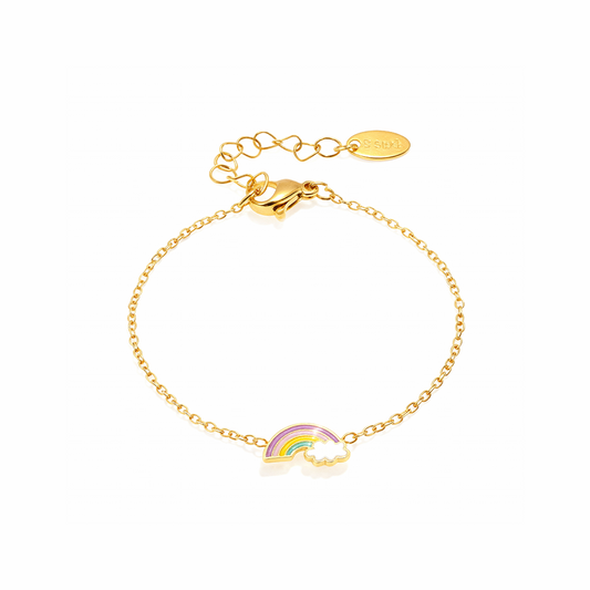 Rainbow Kids Bracelet – Gold-Plated Enamel Chain Bracelet