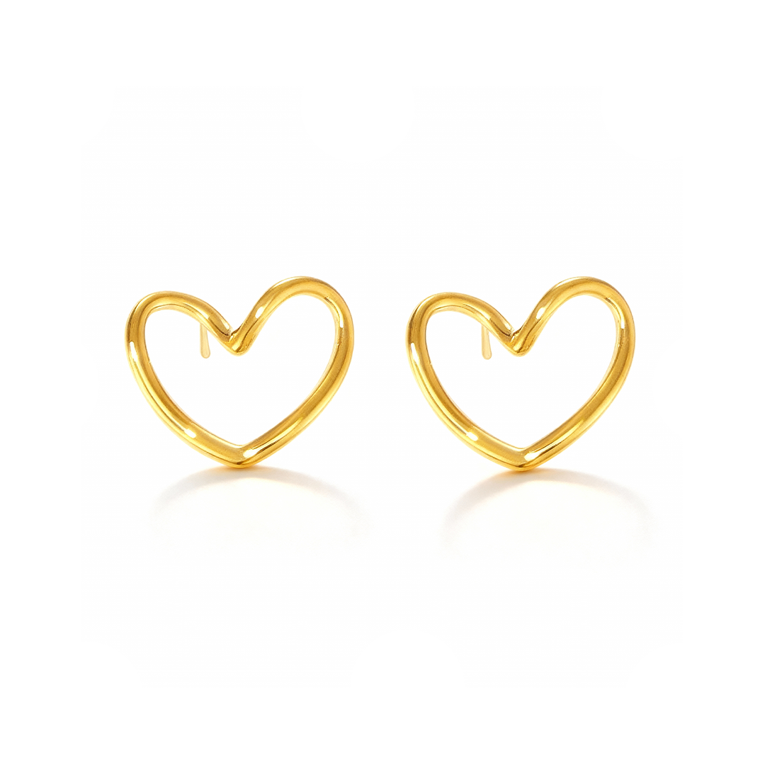 Open Heart Hoop Earrings – 18K Gold Minimalist Love Jewelry