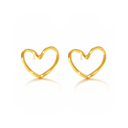 Open Heart Hoop Earrings – 18K Gold Minimalist Love Jewelry
