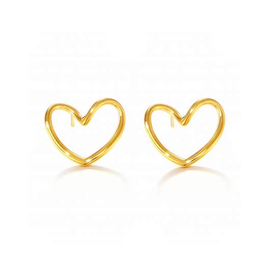 Open Heart Hoop Earrings – 18K Gold Minimalist Love Jewelry